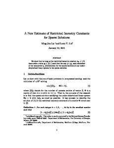 A New Estimate of Restricted Isometry Constants for Sparse Solutions