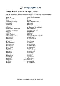 Academic Word List- vocabulary with negative ... - UsingEnglish.com