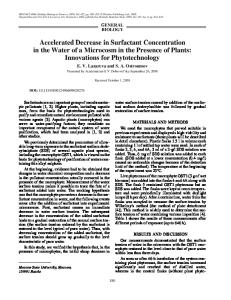 Accelerated decrease in surfactant concentration in the water of a ...