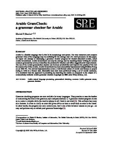 Arabic GramCheck: a grammar checker for Arabic - Wiley Online Library