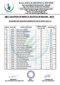 BATTLE OF BRAINS - 2017 RESULT (Qualified & Selected ...
