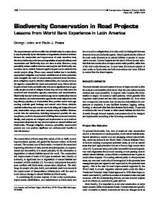 Biodiversity Conservation in Road Projects: Lessons ...