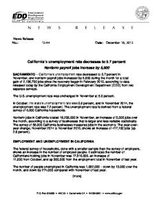 California's unemployment rate decreases to 5.7 percent ... - EDD