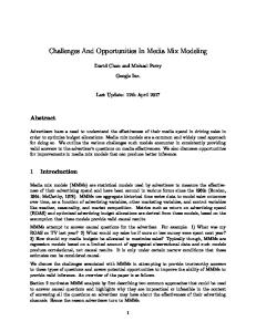 Challenges And Opportunities In Media Mix Modeling  Services