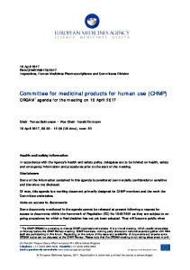 CHMP ORGAM agenda for the meeting on 10 April 2017