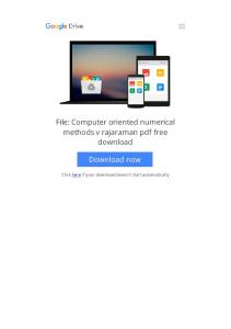 computer oriented numerical methods v rajaraman pdf free download ...