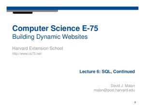 Computer Science E-75 - Building Dynamic Websites