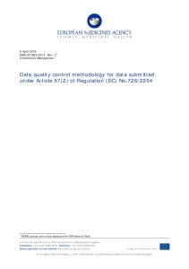 Data Quality Control methodology - European Medicines Agency