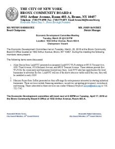 Economic Development Committee Meeting Minutes of March 20 ...