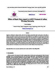 Effect of Black Hole Attack in AODV Protocol of Adhoc Wireless Networks