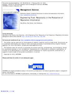 Engineering Trust: Reciprocity in the Production of ...
