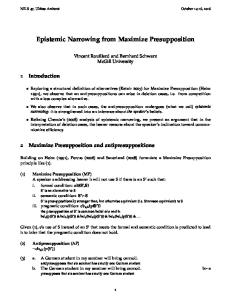 Epistemic Narrowing from Maximize Presupposition