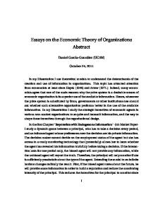 Essays on the Economic Theory of Organizations Abstract