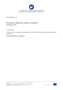 European Medicines Agency decision CW/0001/2015 of 23 July 2015 ...