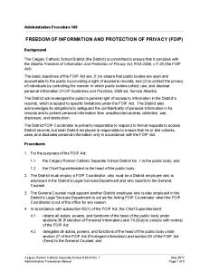 freedom of information and protection of privacy (foip)