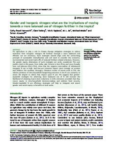 Gender and inorganic nitrogen - cimmyt