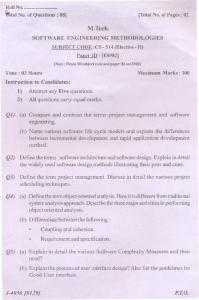 GNDEC M.Tech CS Dec 2009 Software Engineering Methodologies ...