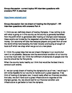 Group discussion Can we dream of hosting the Olympics ... - Velaivetti