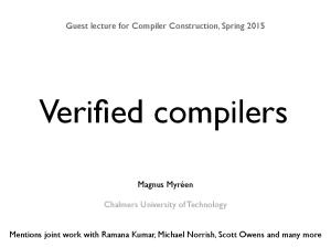 Guest lecture for Compiler Construction, Spring 2015