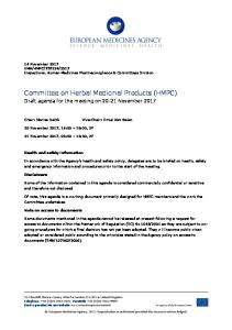 HMPC agenda of the 20-21 November 2017 meeting - European ...