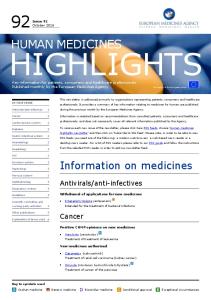 Human Medicines Highlights Newsletter - European Medicines Agency