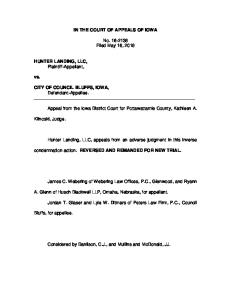 Hunter Landing, LLC v. City of Council Bluffs - inversecondemnation ...