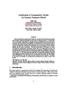 Identification in Nonparametric Models for Dynamic ...