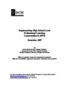 Implementing High School Level Professional Learning ...