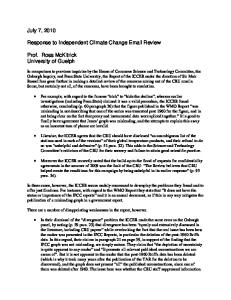 July 7, 2010 Response to Independent Climate ... - Ross McKitrick
