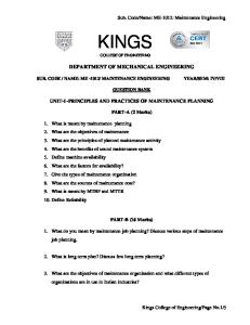 Kings Engineering College Mechanical Engineering Sem 8 ...