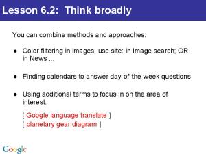 Lesson 6.2: Think broadly