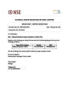 Listing of Security of Galaxy Surfactants Limited - NSE