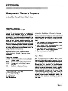 Management of Diabetes in Pregnancy - Springer Link