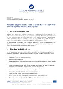 Mandate, objectives and rules of procedure for the CVMP ...