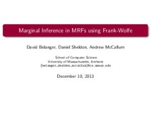 Marginal Inference in MRFs using Frank-Wolfe - CMAP