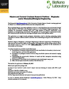 Masters and Doctoral Graduate Research Positions ... -