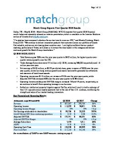 Match Group Reports Q1 Results - Investor Relations