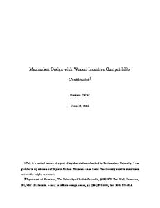 Mechanism Design with Weaker Incentive Compatibility Constraints1