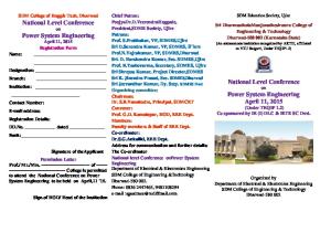 National Level Conference Power System Engineering National Level ...