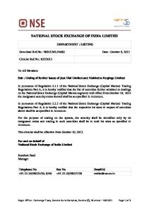 national stock exchange of india limited - NSE