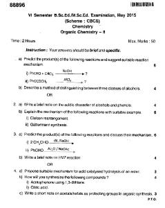 NCERT RIE B.Sc.Ed. M.Sc.Ed. Apr 15 VI Sem Chemistry Organic ...