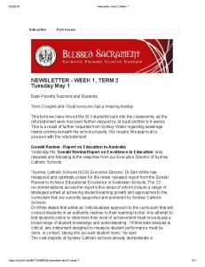 NEWSLETTER - WEEK 1, TERM 2 Tuesday May 1