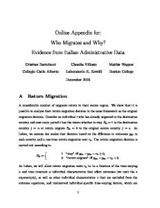Online Appendix for: Who Migrates and Why? Evidence ...
