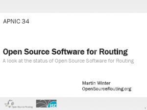 Open Source Software for Routing