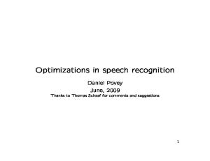 Optimizations in speech recognition