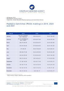 PDCO meeting dates 2019, 2020 and 2021 - European Medicines ...