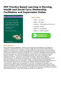 PDF Practice Based Learning in Nursing, Health and Social Care ...