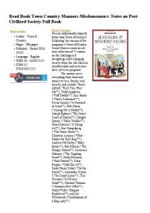 Read Book Town Country Manners Misdemeanors