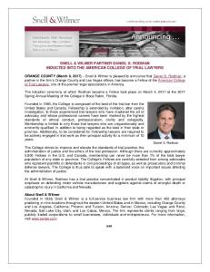 Snell & Wilmer Partner Daniel S. Rodman Inducted into the American ...
