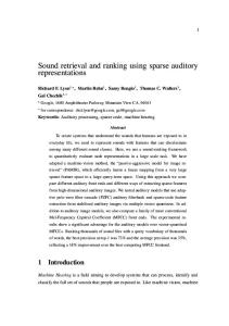 Sound retrieval and ranking using sparse auditory ... - Semantic Scholar